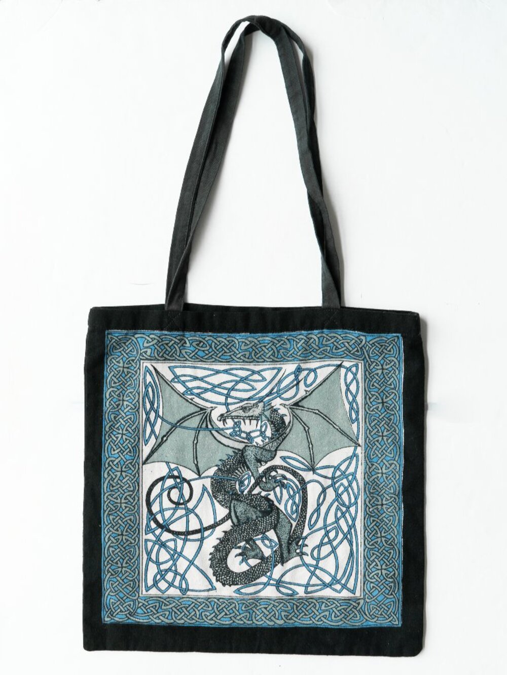 India Art Celtic Dragon Bag 100% Cotton Irish Scottish Mythical Arthurian Tote